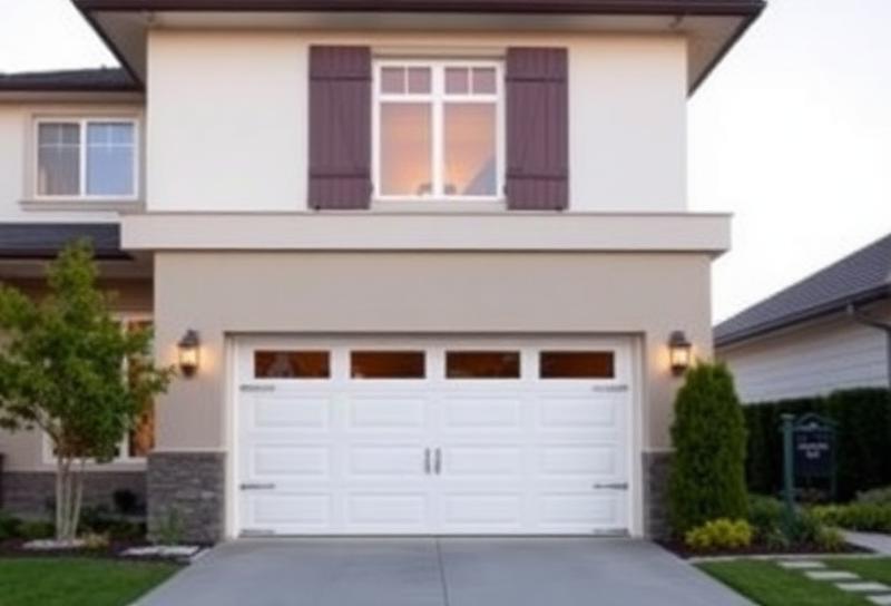 Beautiful modern home with perfectly matched carriage style garage door