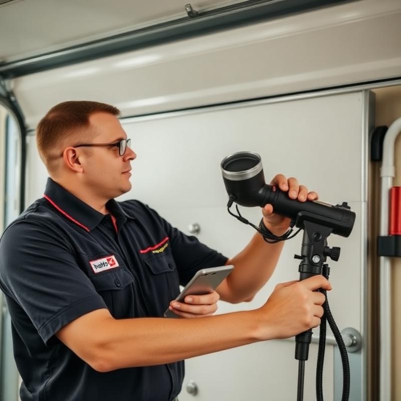 Southington Garage Doors technician inspecting garage door safety features